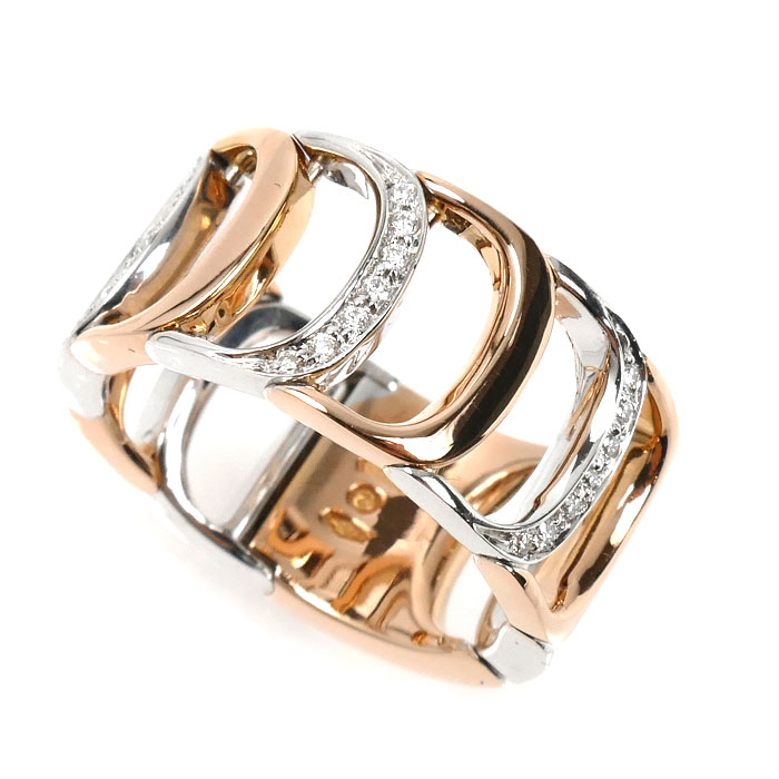 Damiani ダミアーニ K18PG ピンクゴールド K18WG ホワイトゴールド ダミアニッシマ ハーフダイヤ リング・指輪 ダイヤモンド 12号 11.3g レディース【中古】【美品】