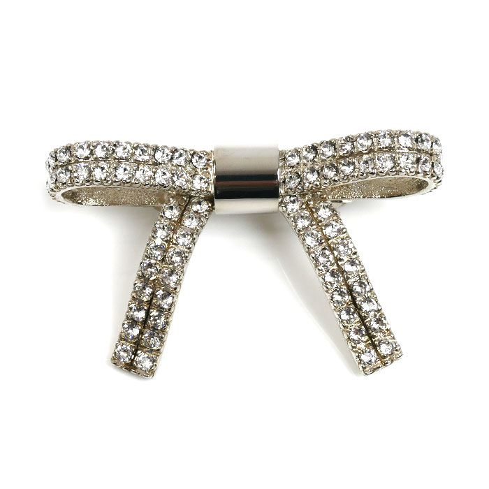 MIUMIU ミュウミュウ クリスタル リボン バレッタ 5JF029 レディース【中古】【美品】