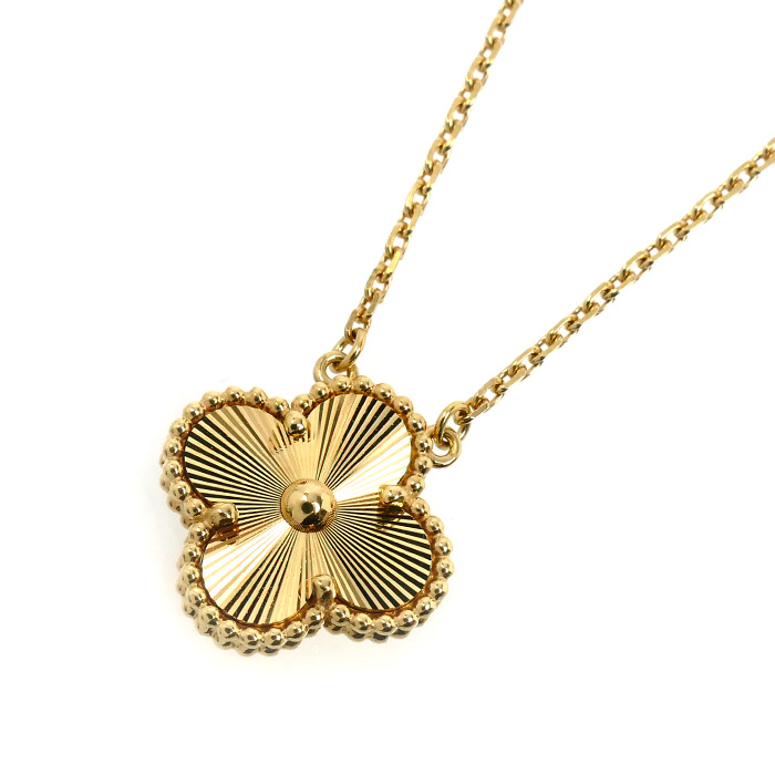 Van Cleef & Arpels ヴァンクリーフ＆アーペル K18YG イエローゴールド ヴィンテージ アルハンブラ ギョーシェ ネックレス ARP4KL00 6.6g 37/42cm レディース【中古】