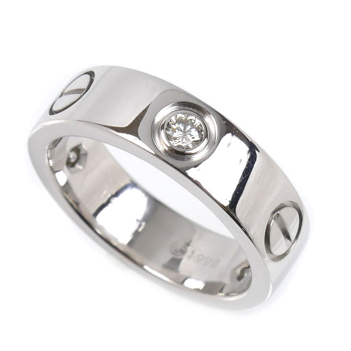 CARTIER カルティエ K18WG ホワイトゴールド ラブリング ハーフダイヤ リング・指輪 ダイヤモンド 11号 51 7.9g レディース【中古】【美品】