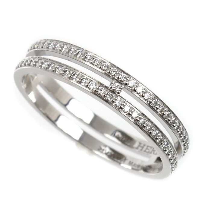 HERMES エルメス K18WG ホワイトゴールド アリアンヌPM ダイヤ リング・指輪 H119698B 00053 ダイヤモンド 13号 53 2.6g レディース【中古】【美品】