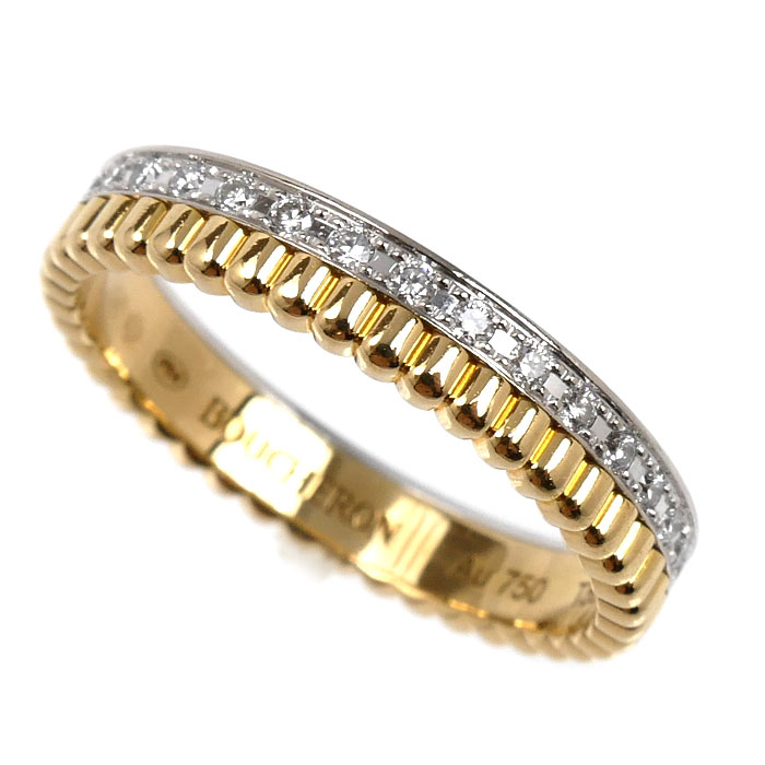 Boucheron ブシュロン K18YG イエローゴールド K18WG ホワイトゴールド キャトル ラディアント ハーフ フルパヴェ リング・指輪 JAL00134 ダイヤモンド 9.5号 50 3.3g レディース【中古】【美品】