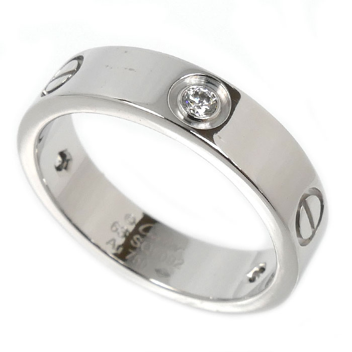 CARTIER カルティエ K18WG ホワイトゴールド ラブリング ハーフダイヤ リング・指輪 B4032563 ダイヤモンド 22.5号 63 10.5g メンズ【中古】【美品】