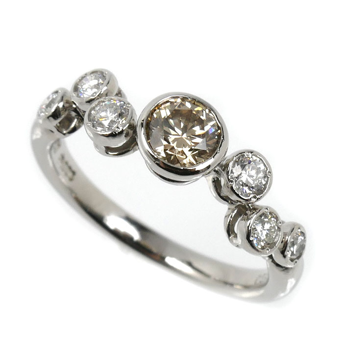 KASHIKEY カシケイ Pt900プラチナ ベゼル リング・指輪 ダイヤモンド0.39ct/0.20ct 8号 3.5g レディース【中古】【美品】