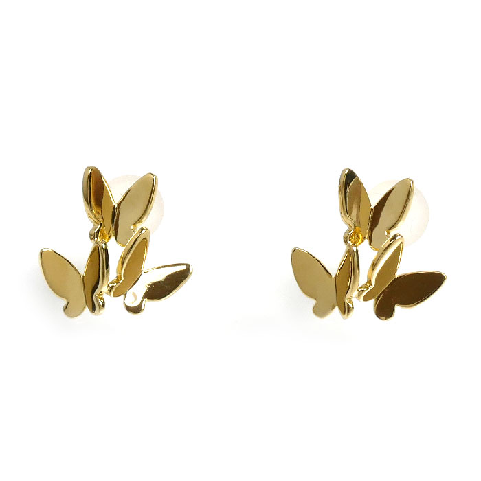 AHKAH アーカー K18YG イエローゴールド 蝶 ピアス AK1421010400 2.1g セット売り レディース【中古】【美品】