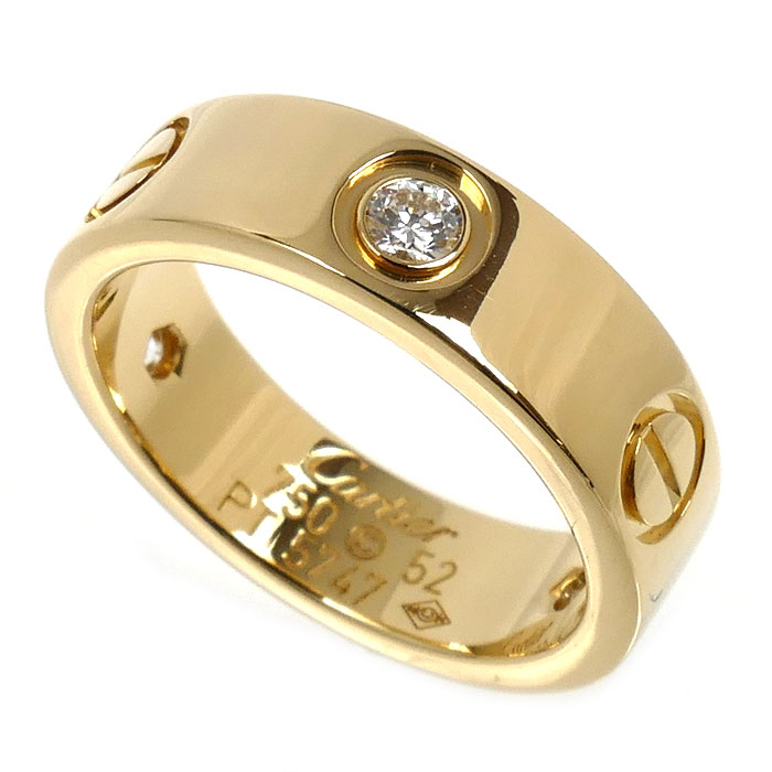 CARTIER カルティエ K18YG イエローゴールド ラブリング ハーフダイヤ リング・指輪 B4032452 ダイヤモンド 12号 52 8.3g レディース【中古】【美品】