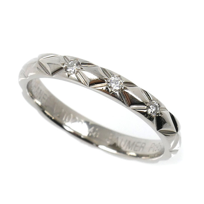 CHANEL シャネル Pt950プラチナ マトラッセ 3Pダイヤ リング・指輪 ダイヤモンド 8号 48 2.9g レディース【中古】【美品】