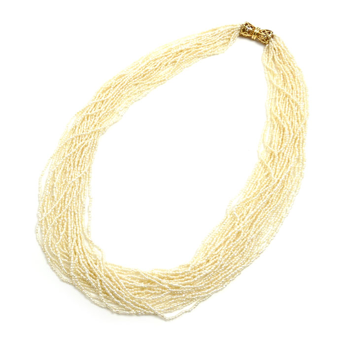 TASAKI タサキ K18YG イエローゴールド ケシパール ネックレス パール約1.2mm 35.9g 45cm レディース【中古】