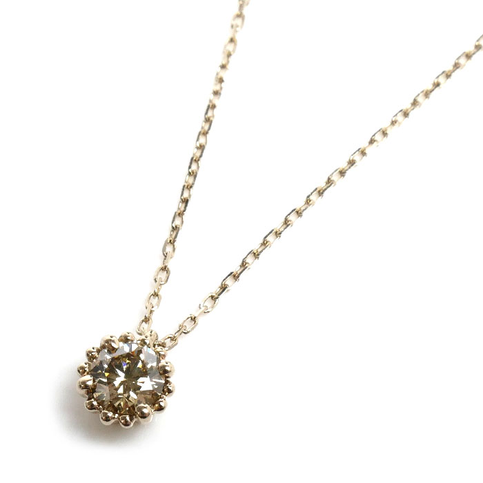 KASHIKEY カシケイ K18BG ネックレス ダイヤモンド0.20ct 1.5g ～45cm フリーチェーン ミル打ち レディース【中古】