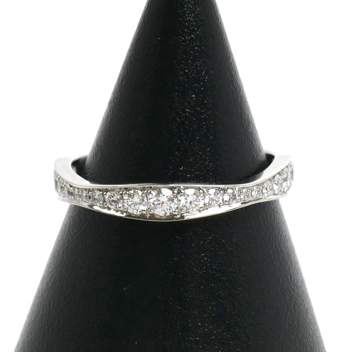 HARRY WINSTON ハリーウィンストン Pt950プラチナ パヴェ ウェーブ リング・指輪 WBDPPVWAFT-55 ダイヤモンド 10号 50 3.0g レディース【中古】【美品】