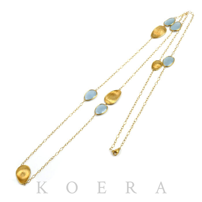 MARCO BICEGO マルコビチェゴ K18YG イエローゴールド ルナリア ロング ネックレス アクアマリン 15.7g 102cm レディース【中古】