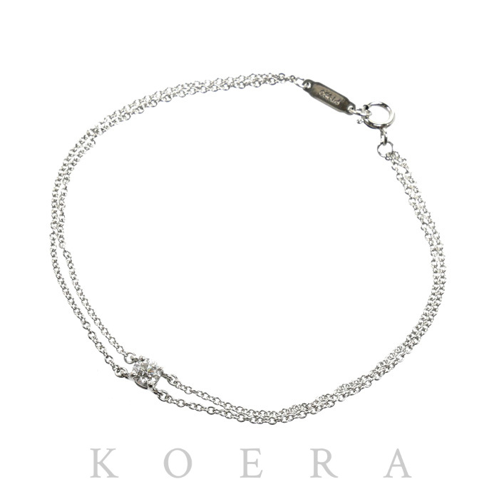 TIFFANY&Co. ティファニー Pt950プラチナ ソリティア ブレスレット ダイヤモンド 2.0g 16cm レディース【中古】【美品】