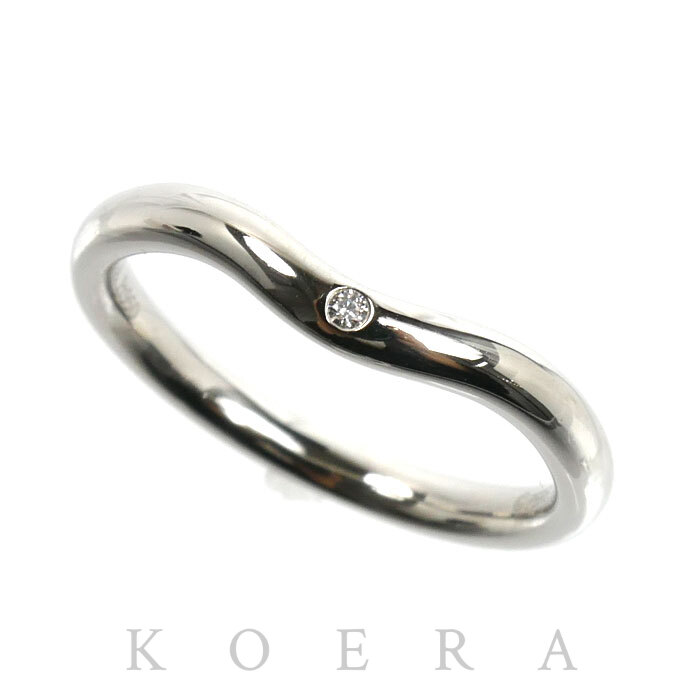 TIFFANY&Co. ティファニー Pt950プラチナ カーブドバンド 1Pダイヤ リング・指輪 60016818 ダイヤモンド 9号 3.7g レディース【中古】【美品】