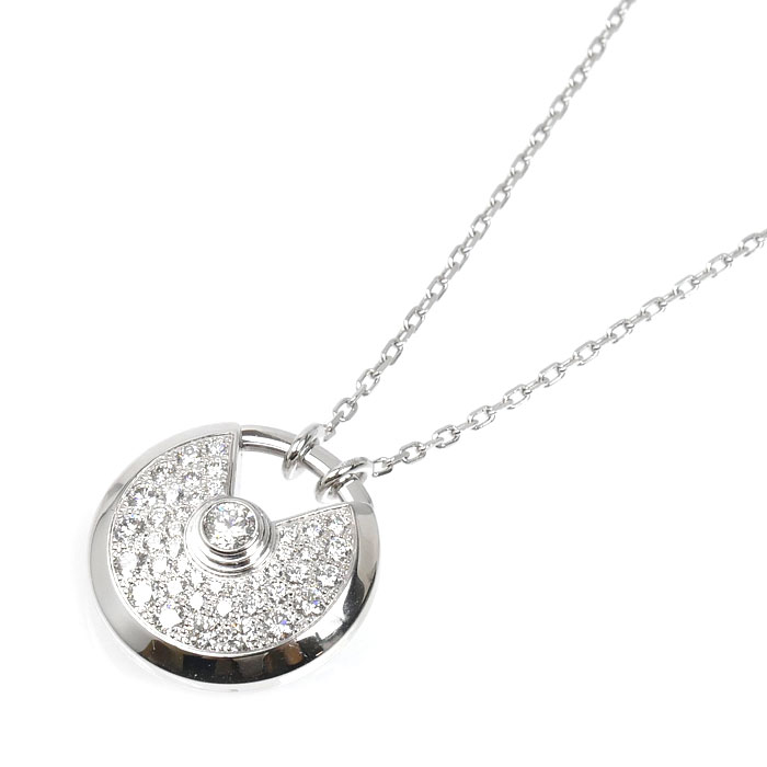 CARTIER カルティエ K18WG ホワイトゴールド アミュレット ネックレス ダイヤモンド 11.8g 60cm レディース【中古】【美品】