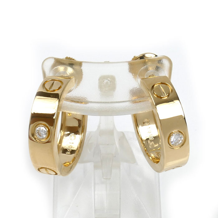 CARTIER カルティエ K18YG イエローゴールド ラブ 1PD ピアス B8017500 12.6g レディース【中古】【美品】