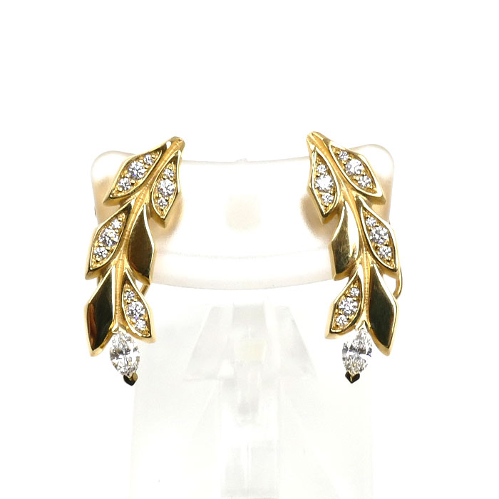 TIFFANY&Co. ティファニー ビクトリア ヴァイン ピアス ダイヤモンド0.165ct/0.165ct 5.6g レディース【中古】【美品】