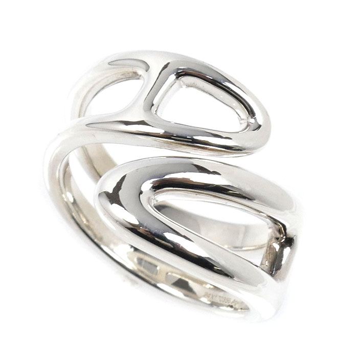 HERMES エルメス シルバー925 シェーヌダンクル パンク リング・指輪 13号 53 7.9g レディース【中古】