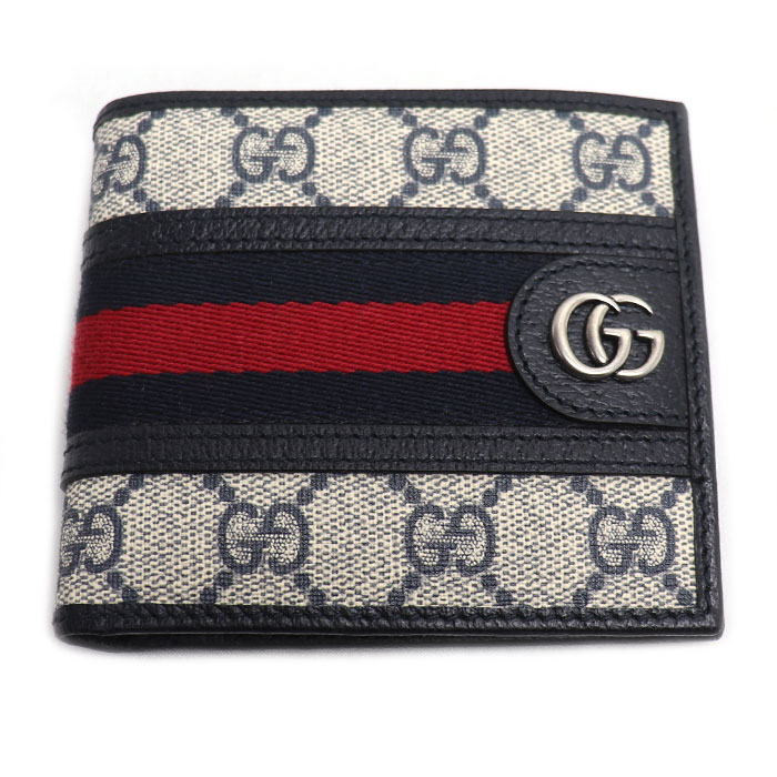 GUCCI グッチ オフィディア GG コインウォレット 二つ折り財布 ネイビー 597609 96IWN 4076 メンズ【未使用】【買取品】