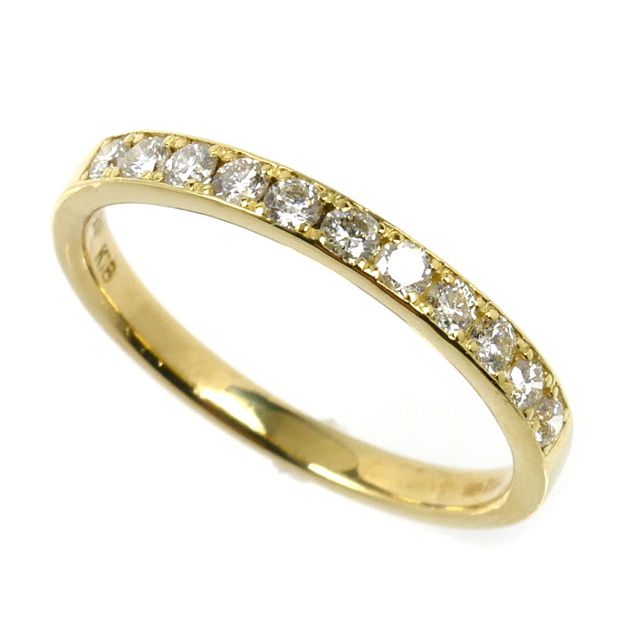 K18YG イエローゴールド ハーフエタニティ リング・指輪 ダイヤモンド0.30ct 13号 2.1g レディース【中古】