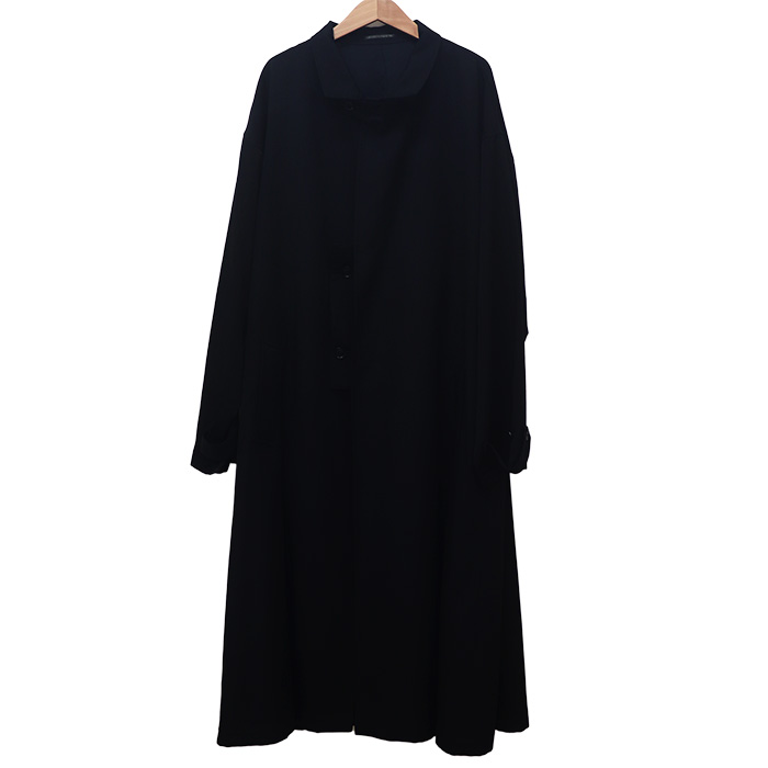 Yohji Yamamoto ヨウジヤマモト シワギャバ レインロングコート  ブラック HK-C15-100 3 メンズ【中古】