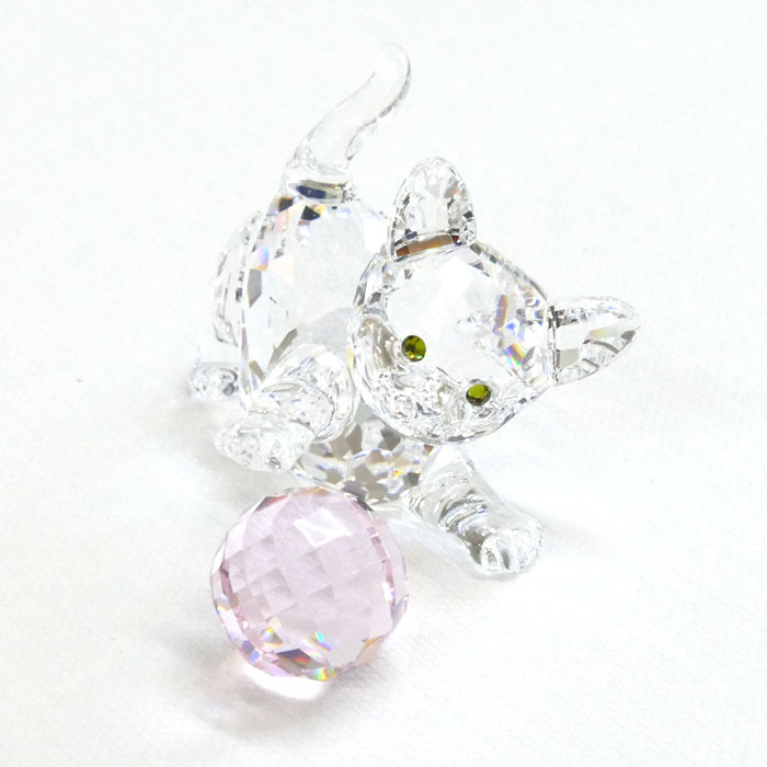 SWAROVSKI スワロフスキー 子ネコ(ピンクボール) オブジェ 631856【中古】