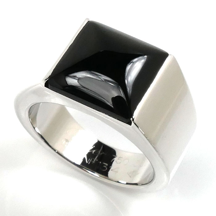 CARTIER カルティエ K18WG ホワイトゴールド タンクマックス リング・指輪 オニキス 18号 58 21.4g ユニセックス【中古】【美品】