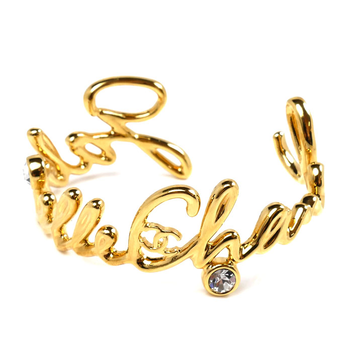 CHANEL シャネル メタル クリスタル カフブレスレット バングル ABD437 S 24.5g レディース【中古】【美品】