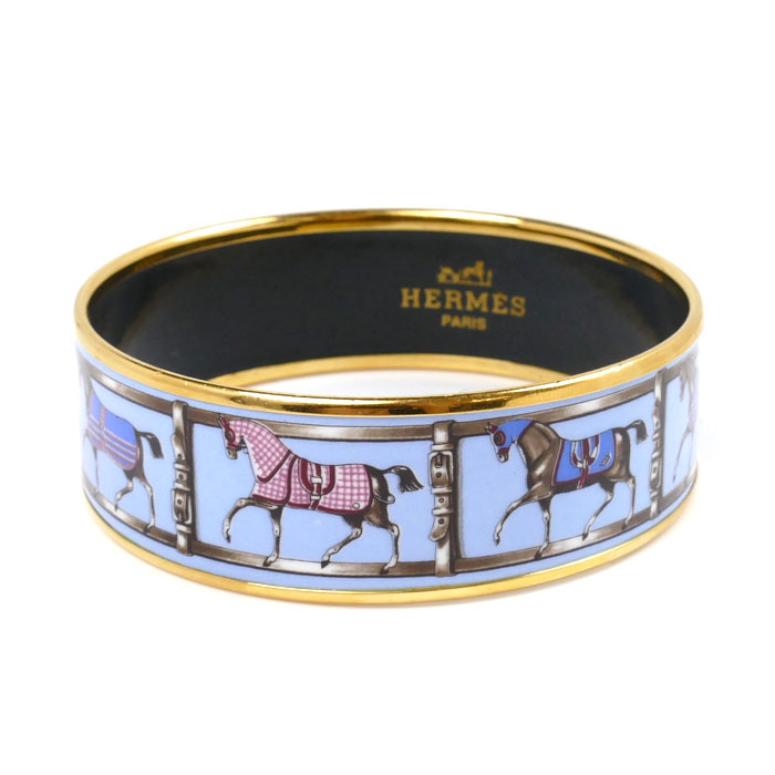 HERMES エルメス メタル エマイユGM 馬 バングル 37.4g レディース【中古】