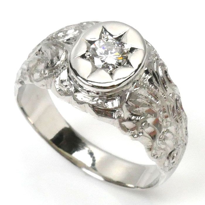 Pt900プラチナ リング・指輪 ダイヤモンド0.3ct 17号 13.9g メンズ【中古】【美品】