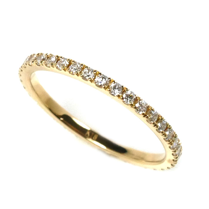 K18YG イエローゴールド フルエタニティ リング・指輪 ダイヤモンド0.542ct 15号 1.6g レディース【中古】【美品】