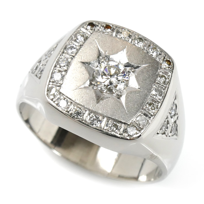 Pt900プラチナ リング・指輪 ダイヤモンド0.36ct/0.30ct 21号 21.0g メンズ【中古】【美品】