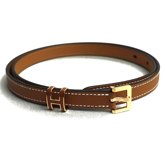 HERMES エルメス ポップH 15 ベルト ゴールド（ブラウン） H081087CD37080 80 レディース B刻印【未使用】【買取品】