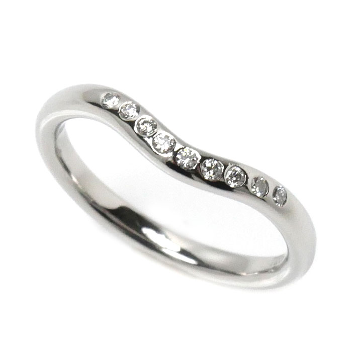 TIFFANY&Co. ティファニー Pt950プラチナ カーブド バンド リング・指輪 ダイヤモンド 7号 3.0g レディース【中古】【美品】