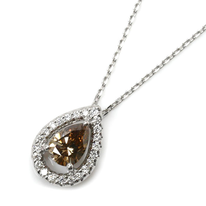 K18WG ホワイトゴールド ネックレス ダイヤモンド0.55ct/0.11ct 3.1g ～45cm フリーチェーン レディース【中古】【美品】