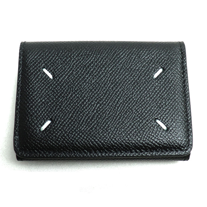 Maison Margiela メゾンマルジェラ ブラックスリーフォールドウォレット 三つ折り財布 ブラック SA2UI0005 P4745 T8013 レディース【中古】【美品】