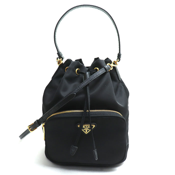 PRADA プラダ デュエット バケットバッグ 2Wayショルダーバッグ ブラック 1BH038 レディース【中古】【美品】