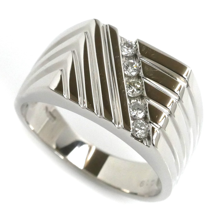 Pt900プラチナ リング・指輪 ダイヤモンド0.19ct 19号 14.3g メンズ【中古】【美品】