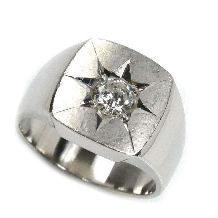 Pt900プラチナ 印台 リング・指輪 ダイヤモンド0.507ct 22号 25.4g メンズ【中古】