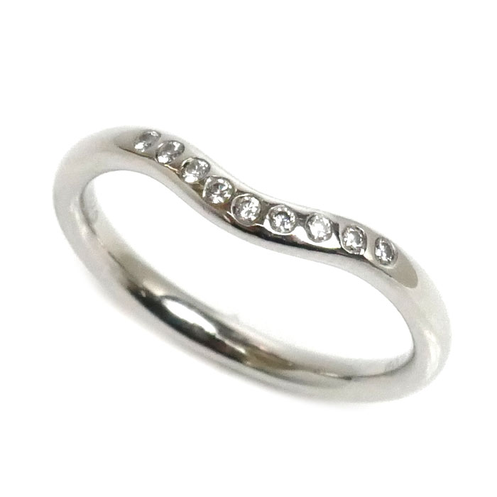 TIFFANY&Co. ティファニー Pt950プラチナ カーブド バンド リング・指輪 60016938 ダイヤモンド 8号 3.2g レディース【中古】