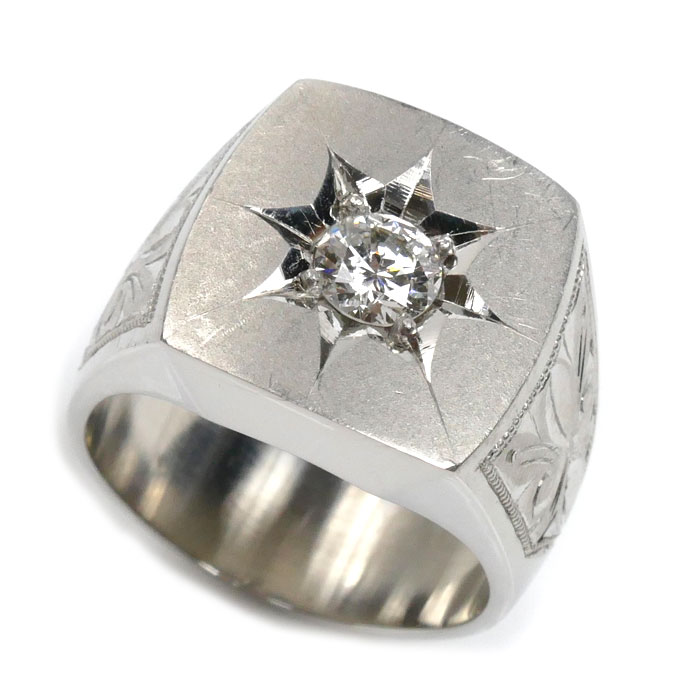 Pt900プラチナ リング・指輪 ダイヤモンド0.63ct 22号 43.0g メンズ【中古】【美品】