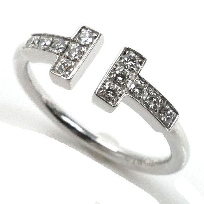 TIFFANY&Co. ティファニー K18WG ホワイトゴールド Tワイヤー リング・指輪 60147232 ダイヤモンド 7号 2.3g レディース【中古】【美品】