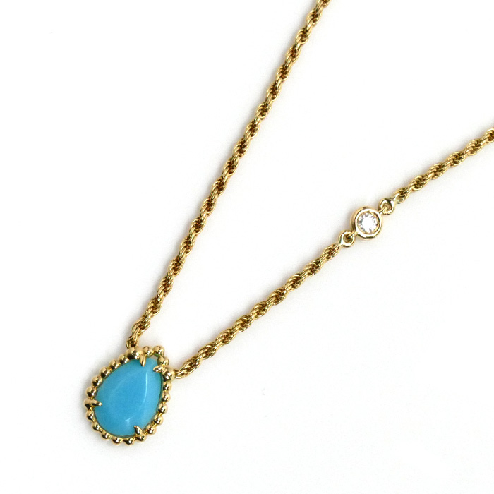 Boucheron ブシュロン K18YG イエローゴールド セルパンボエム ネックレス JPN00627 ターコイズ ダイヤモンド 4.5g 38/42/44cm レディース【中古】【美品】