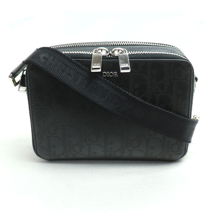 Christian Dior クリスチャンディオール ストラップ ジップポーチ ショルダーバッグ ブラック 2ESBC119VPD レディース【中古】【美品】