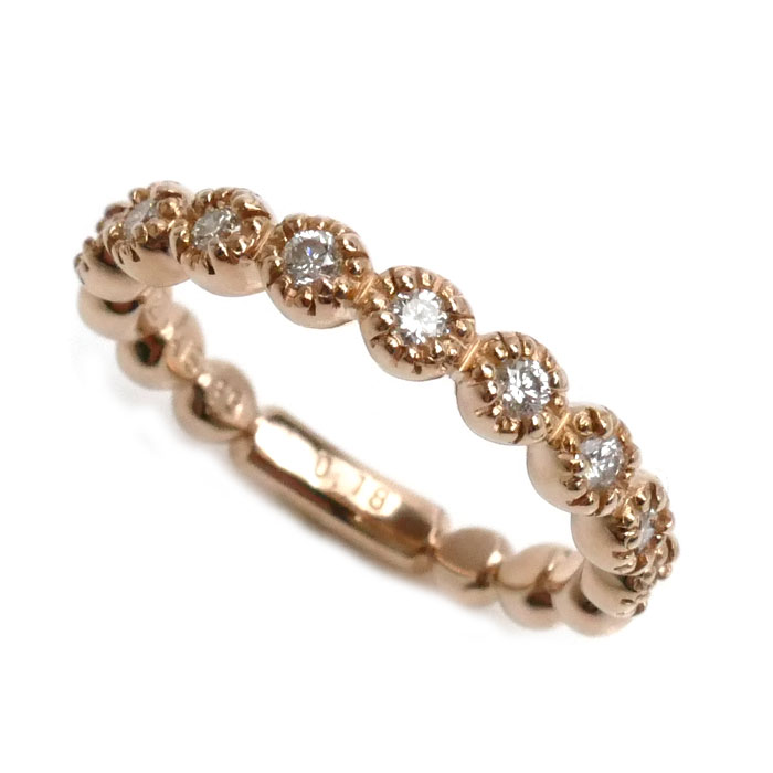 Ponte Vecchio ポンテヴェキオ K18PG ピンクゴールド ハーフエタニティ ピンキー リング・指輪 ダイヤモンド0.18ct 3号 2.4g レディース【中古】【美品】