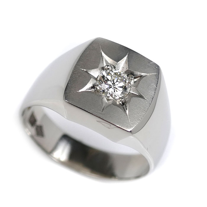 Pt900プラチナ リング・指輪 ダイヤモンド0.37ct 24号 19.6g メンズ【中古】【美品】