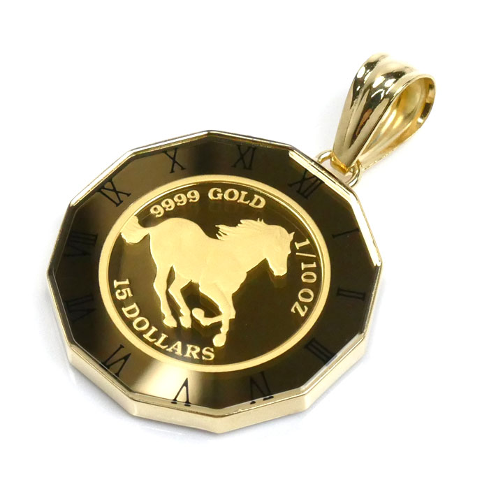 K24YG イエローゴールド K18YG イエローゴールド TUVALU 2022 1/10oz ペンダントトップ 8.2g ガラス入り ユニセックス【中古】