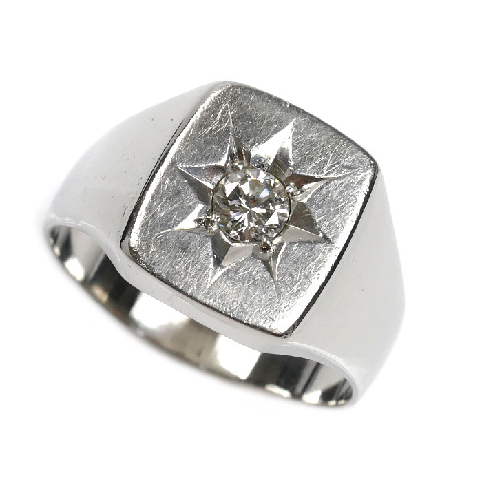 Pt850プラチナ 印台 リング・指輪 ダイヤモンド0.27ct 20号 14.0g メンズ【中古】