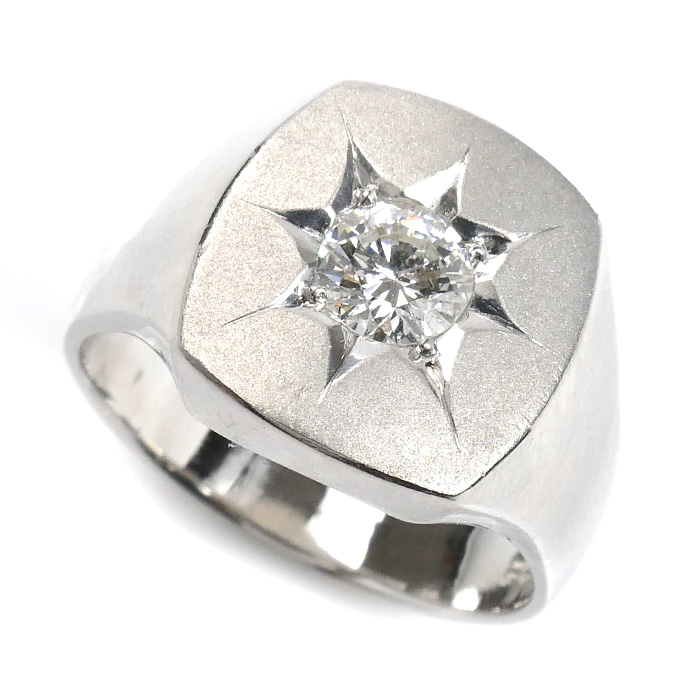 Pt900プラチナ リング・指輪 ダイヤモンド0.63ct 20号 21.1g メンズ【中古】【美品】