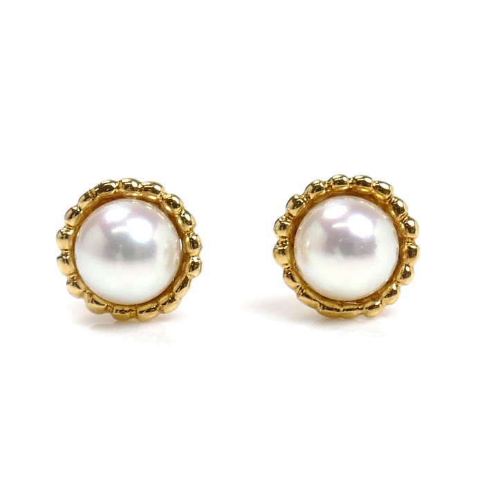 MIKIMOTO ミキモト K18YG イエローゴールド ピアス PE-787PK アコヤパール約4.0mm 1.5g レディース【中古】