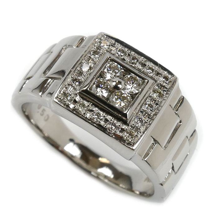 Pt900プラチナ ダイヤ リング・指輪 ダイヤモンド0.50ct 20号 14.7g メンズ【中古】
